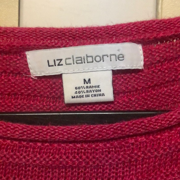 #1584 Liz Clairborne short sleeve pink knit crew neck sweater Med - Picture 2 of 10